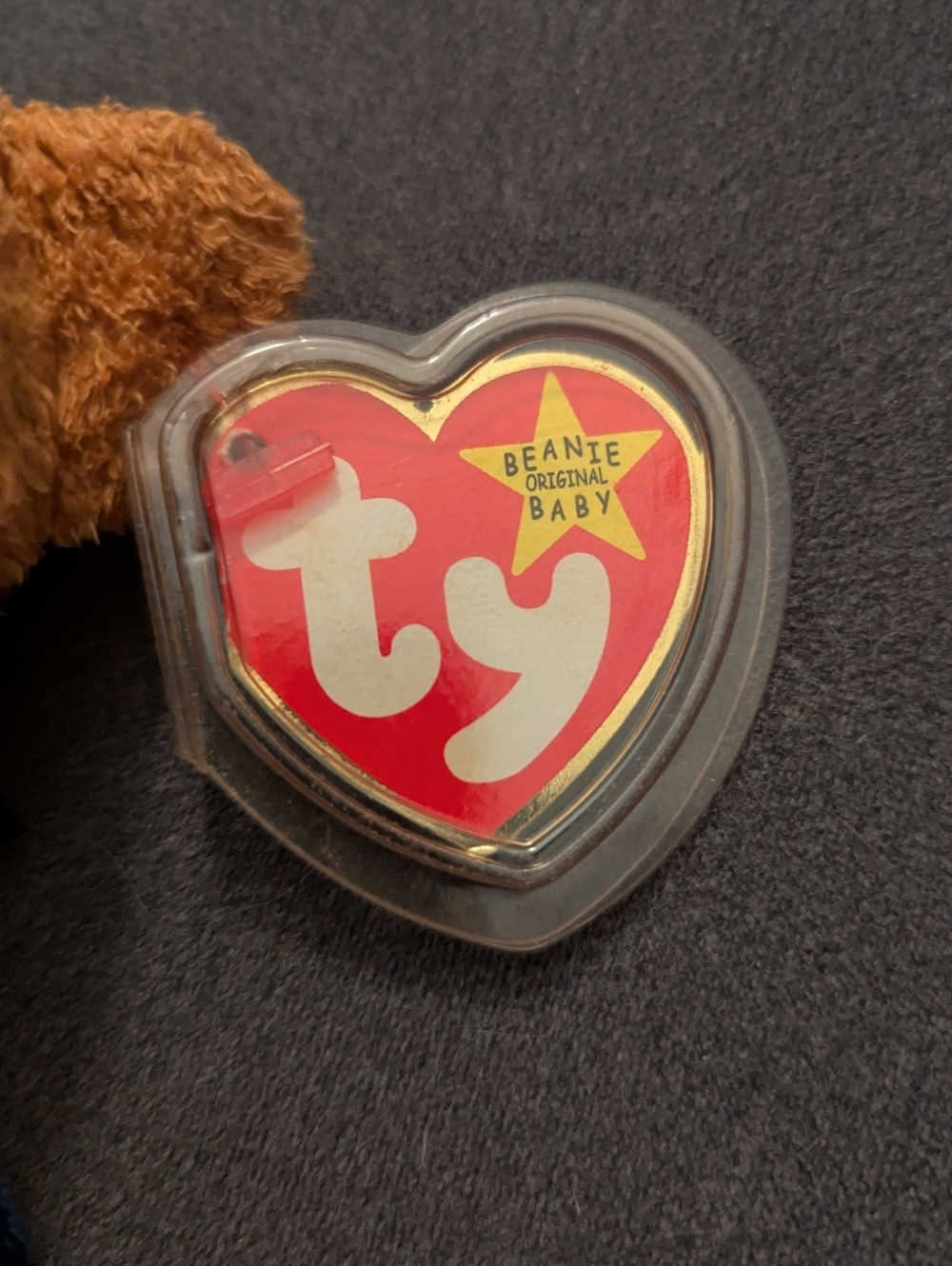 Ty Beanie Baby Fuzz the Bear 1998 Tylon Fabric Shaggy Plush Toy NWT - Picture 7 of 7